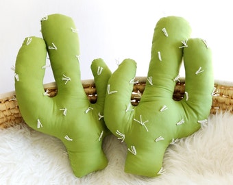 Handmade 'Saguaro' Cactus Decorative Pillow in Green, Cactus Pillow, Boho Room Decor, Boho Nursery Decor - READY TO SHIP