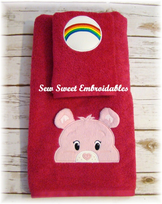 Items similar to Care Bear Inspired Cheer Bear Towel Set/ With Or Without Personalization/Towel