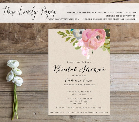 Printable Bridal Shower Invitation - the Rory Collection