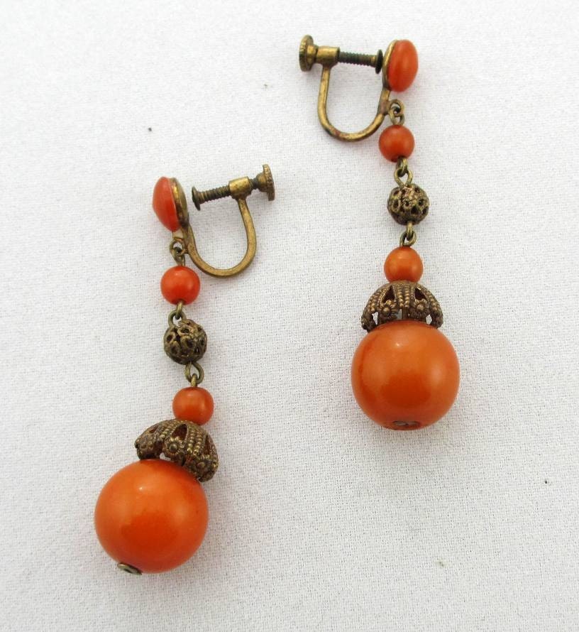 Art Deco Period Czech Jewelry Vintage Ornate Brass and Early