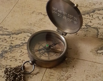 Compass, Engraved Compass, Personalized Compass, Working Compass, Valentines Day, Anniversary Gift, Fathers Day, Mothers Day, Groomsmen Gift