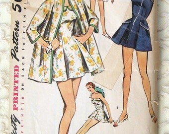 50s Pinup Bathing Suit and Coat. Simplicity 1607. Sewing Pattern. Size 14, Bust 32"