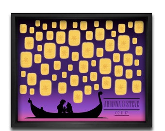 Tangled Guest Book Alternative, Rapunzel and Flynn Wedding, Keepsake Poster, Disney Weddings, Wedding Gift -11x14, 16x20, 20x24, 24x36