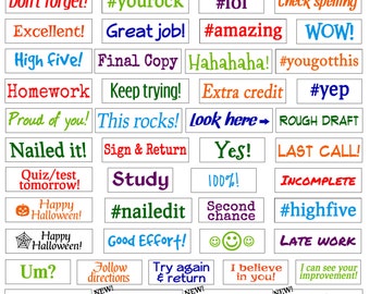 THREE Teacher Stamps, Teacher Stamp Set, Self Inking Rubber Stamps for Teacher Classroom needs, or for Scrapbooking and DIY card-making