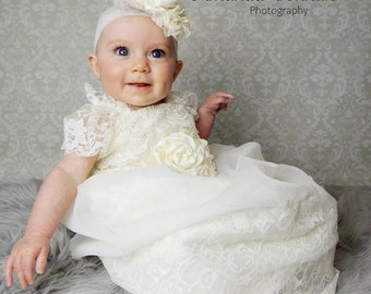 Baptism Gown - HOPE - Infant Lace Baptism Dress - Newborn to 12 Months Christening Gown - Vintage Look Christening Dress - Blessing Dress