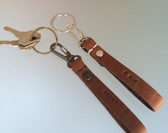Personalised Leather Keychain/ Free Personalisation/ Custom Leather Keyring / Brown Keyring/ Black Keyring/ Anniversary gifts