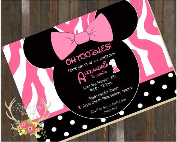 Minnie Mouse Zebra Invitations 6