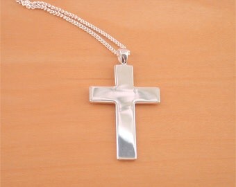 925 Sterling Silver Mens Cross & 20" Sterling Silver Curb Chain/Mans Cross Jewelry/Mens Cross Pendant/Mens Cross Necklace/Mans Cross Pendant