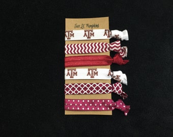 Texas A&M Aggies Hair Ties - Maroon Out Hair Ties - Maroon Elastic Hair Ties - Aggie Football Wrist Ties - Toddler - Child - Teen - Adult