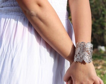 Silver Cuff Bridal Bracelet - Cuff Bridal Bracelet - Lace Cuff Bracelet - Statement Bracelet - Wedding Bracelet - Filigree Wrap Bracelet
