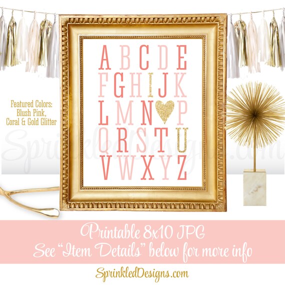 Alphabet Abc I Love You Wall Art Printable Nursery Baby Girl Il 570xn