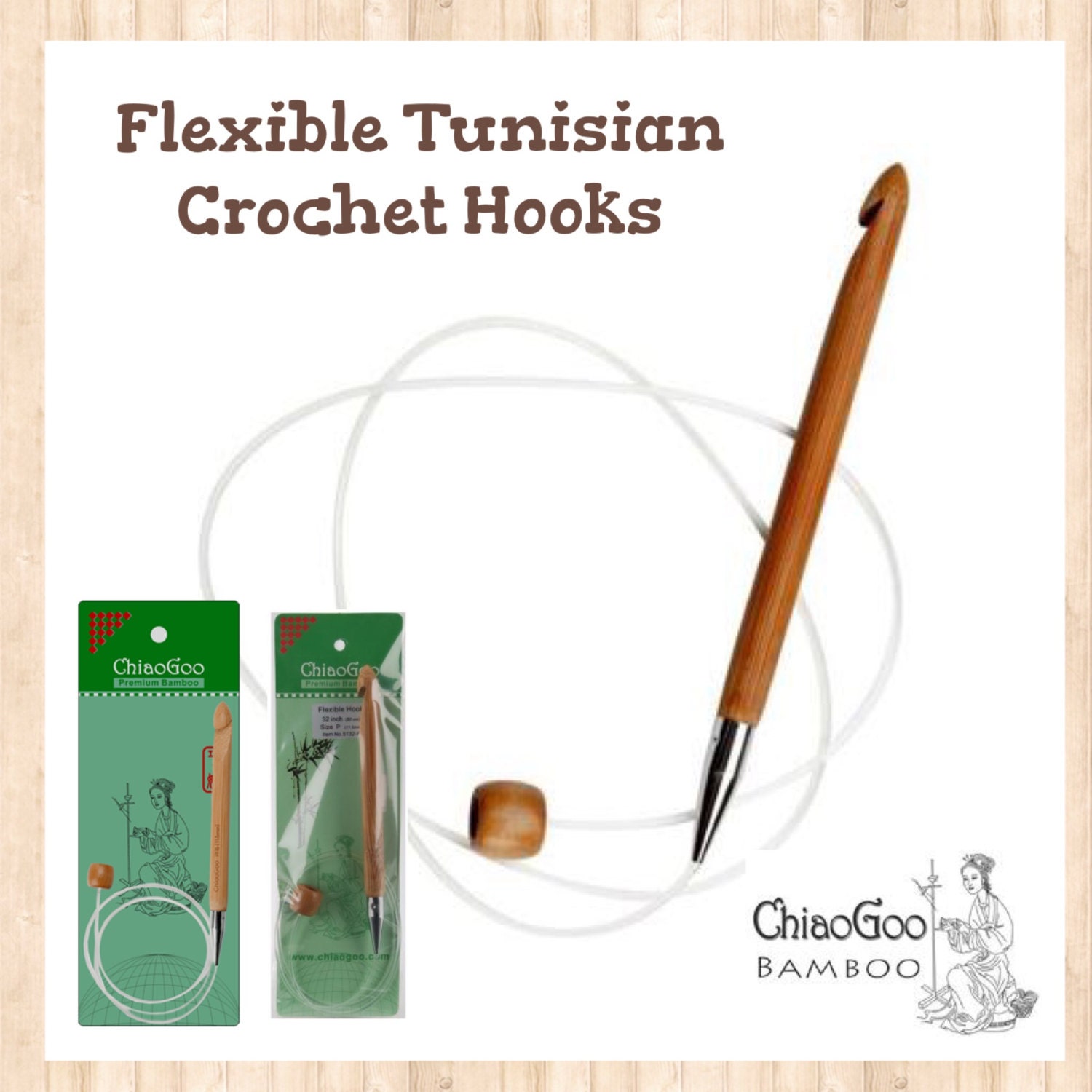 Chiaogoo Flexible Patina Tunisian Crochet Hooks 100cm Set