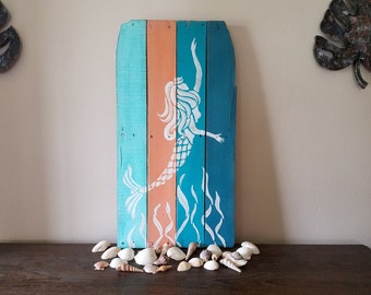 Mermaid | reclaimed wood wall art | reclaimed wood decor | beach house decor | nautical wall art | coastal decor | rustic wood wall art