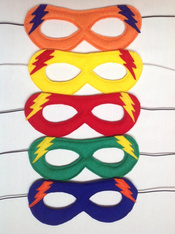 One ADJUSTABLE Super Hero MASK. Lightning Bolt Mask. Birthday