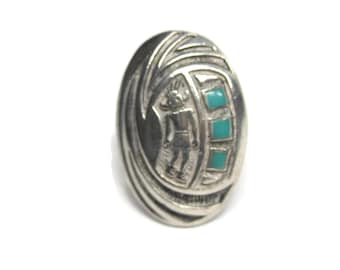 Vintage Sterling Enamel Kokopelli Ring Size 7