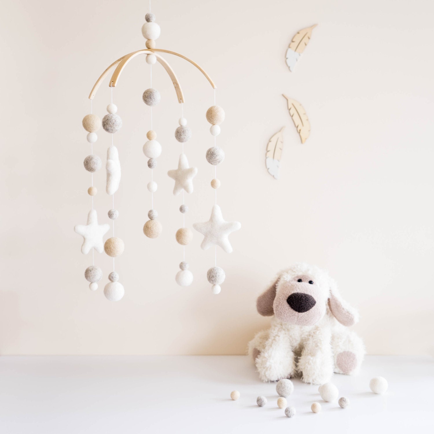 Baby Mobile Crib Mobile Cot Mobile Felt Ball Mobile Felted