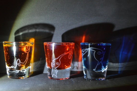 Pikmin set of 3 shot glasses