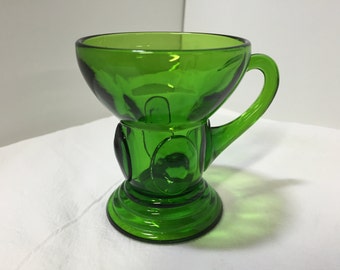 New Martinsville Glass Green Moondrops Whiskey Glass Green Glass Mug Vintage Bar Glasses