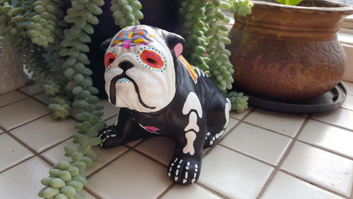 Sugar Skull English Bulldog Day Of The Dead Bulldog Angel for bulldog home decor for Your house