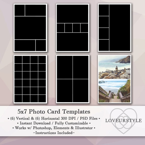 5x7 Photo Template Pack 12 Templates Photo Collage Photo