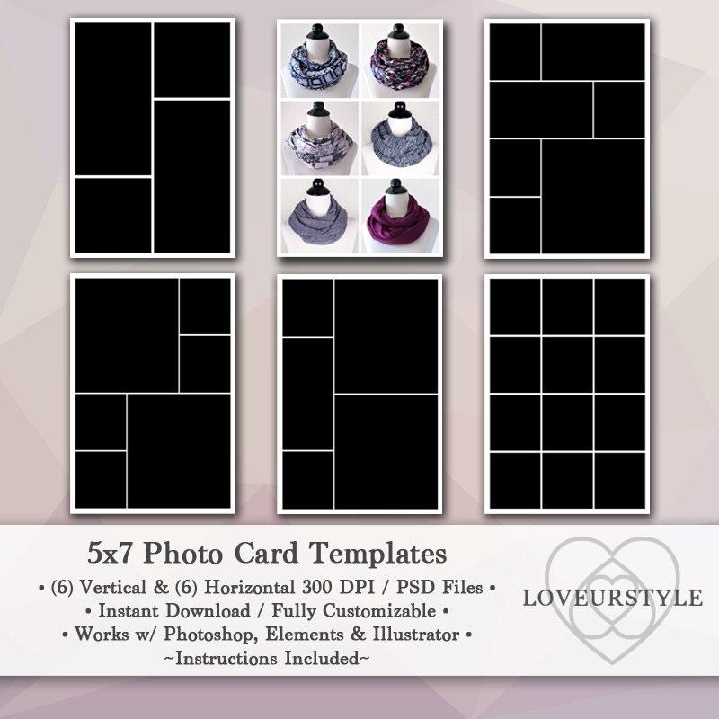 5x7 Photo Template Pack 12 Templates Photo Collage Photo