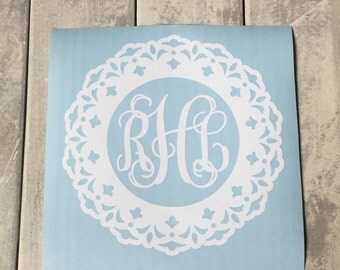 Car Monogram Decal Girl Car Decal Vine Monogram Decal For Car Coral Car Decal Vinyl Initials Decal Monogram Car Decal Car Monogram Vinyl