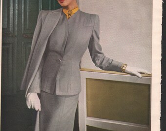 Vogue or Harper's Bazaar magazine ad, Swansdown suit, matted or unmatted - PD000846