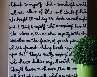 What a Wonderful World Louis Armstrong Lyric Painting 16x20