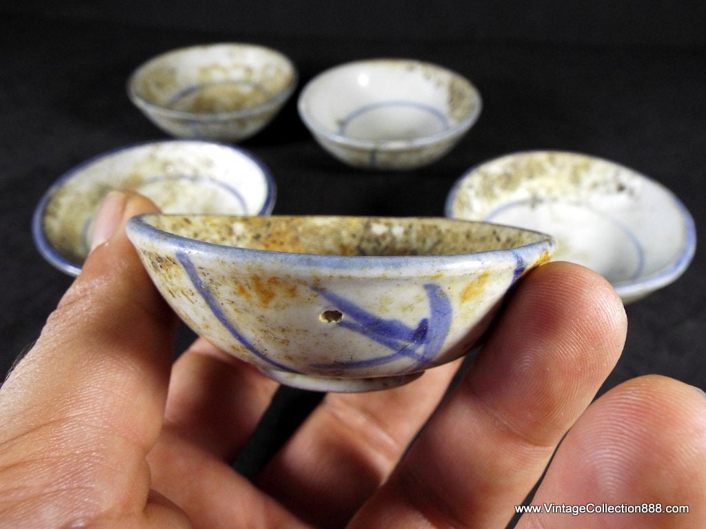 5 old small chinese Bowls for sauces of Swatow Chinese
