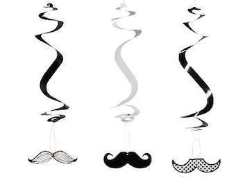 6/ Mustache Party hanging decorations