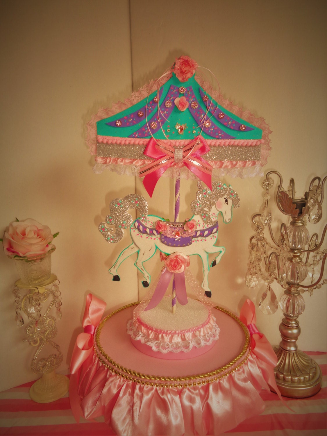 Carousel Horse Cake topper/ Centerpiece/ Party decoration