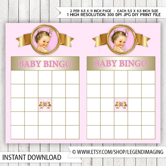 pink baby gold bingo shower and Bingo Gold Brunette Pink Pearl Gold Pink Girl Game Baby Baby Shower