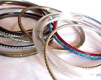 Boho Bracelets - Gypsy Bangle Stack - 15 Various Pieces of Vintage Arm Candy.