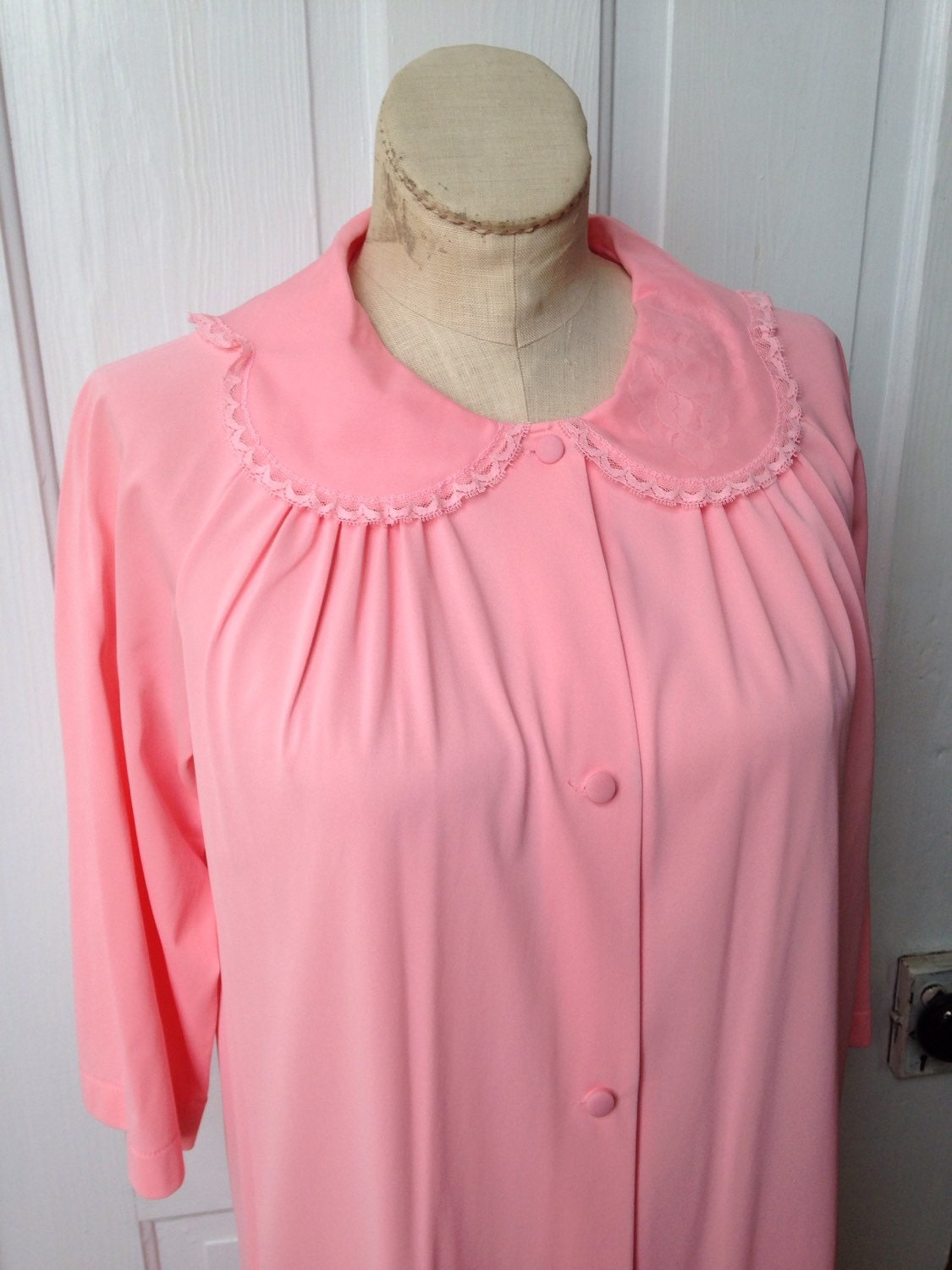 REDUCED Lingerie // Vintage Pink Nylon bed jacket by