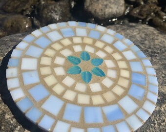 Handmade Baby Blue Mosaic Coasters // Tile Coasters // Mosaic Art // Handmade Coasters // Home Decor