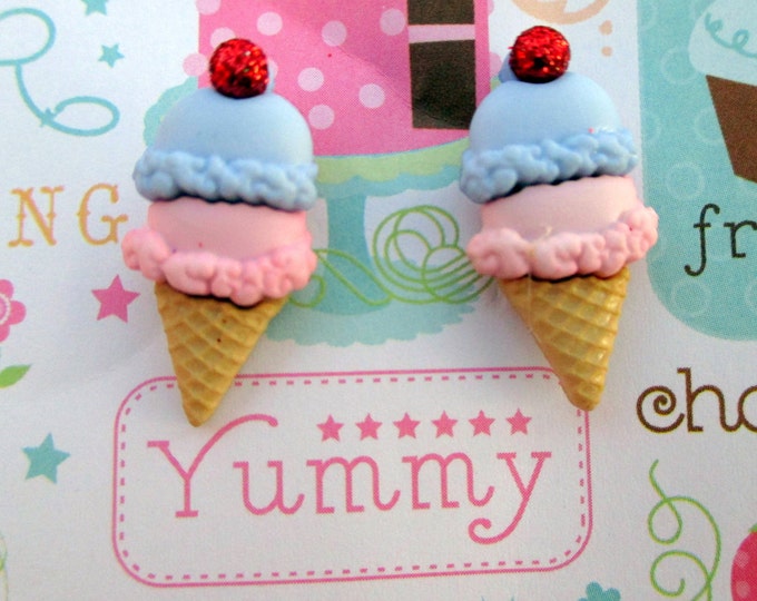 Ice cream cone studs-Food jewelry-Nickel free-Ice cream cone earrings-kids gifts-sherbert posts-novelty earrings-cute-food earrings-children