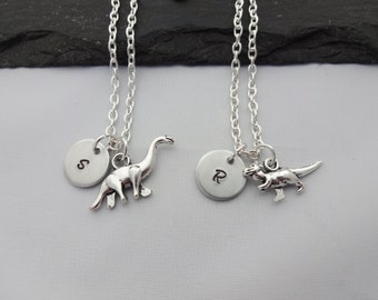 Initial Dinosaur Necklace, Dinosaur Necklace, Initial Necklace, Charm Necklace, Dinosaur Gifts, Dinosaur Gift, Jewellery, Dinosaur Jewelry