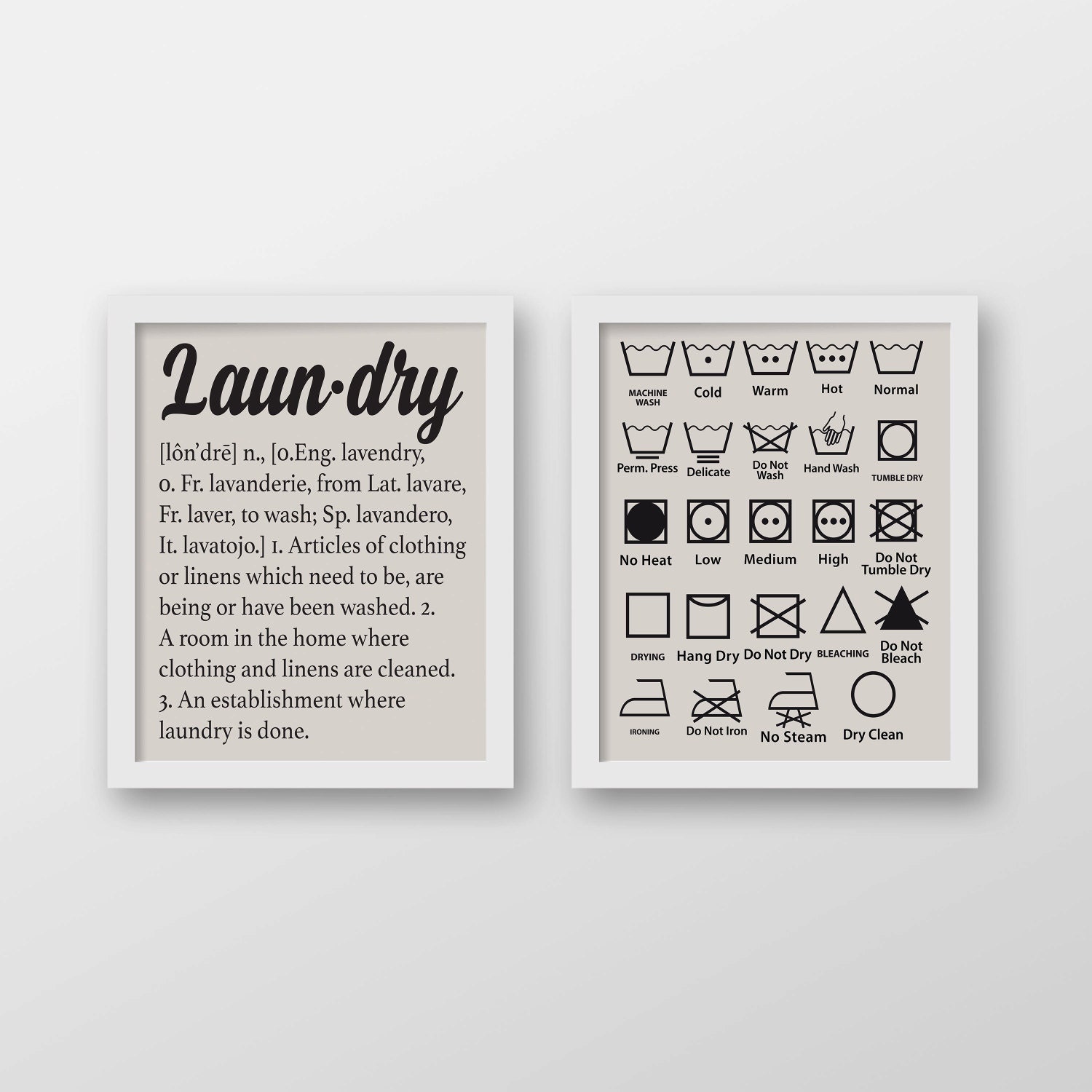 Laundry Definition and Symbols Art Print Set Laundry Room