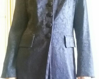 VINTAGE 70's bohemiam jacket//mao collar//flower embroidery material//Made in France