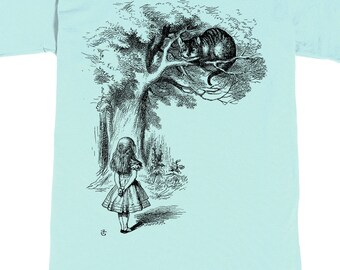 Cheshire Cat Shirt - Men's Screen Print Shirt - Alice in Wonderland Shirt - Lewis Carroll Shirt - Graphic Tee Men - John Tenniel Art