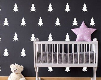 Pine tree decal, pine tree wall decal, tree wall decal, woodland nursery, woodland decal, pine tree sticker, vinyl wall decal, decals #046