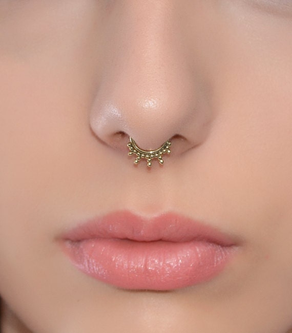 Septum Ring    Gold Septum Piercing Small Nose Ring