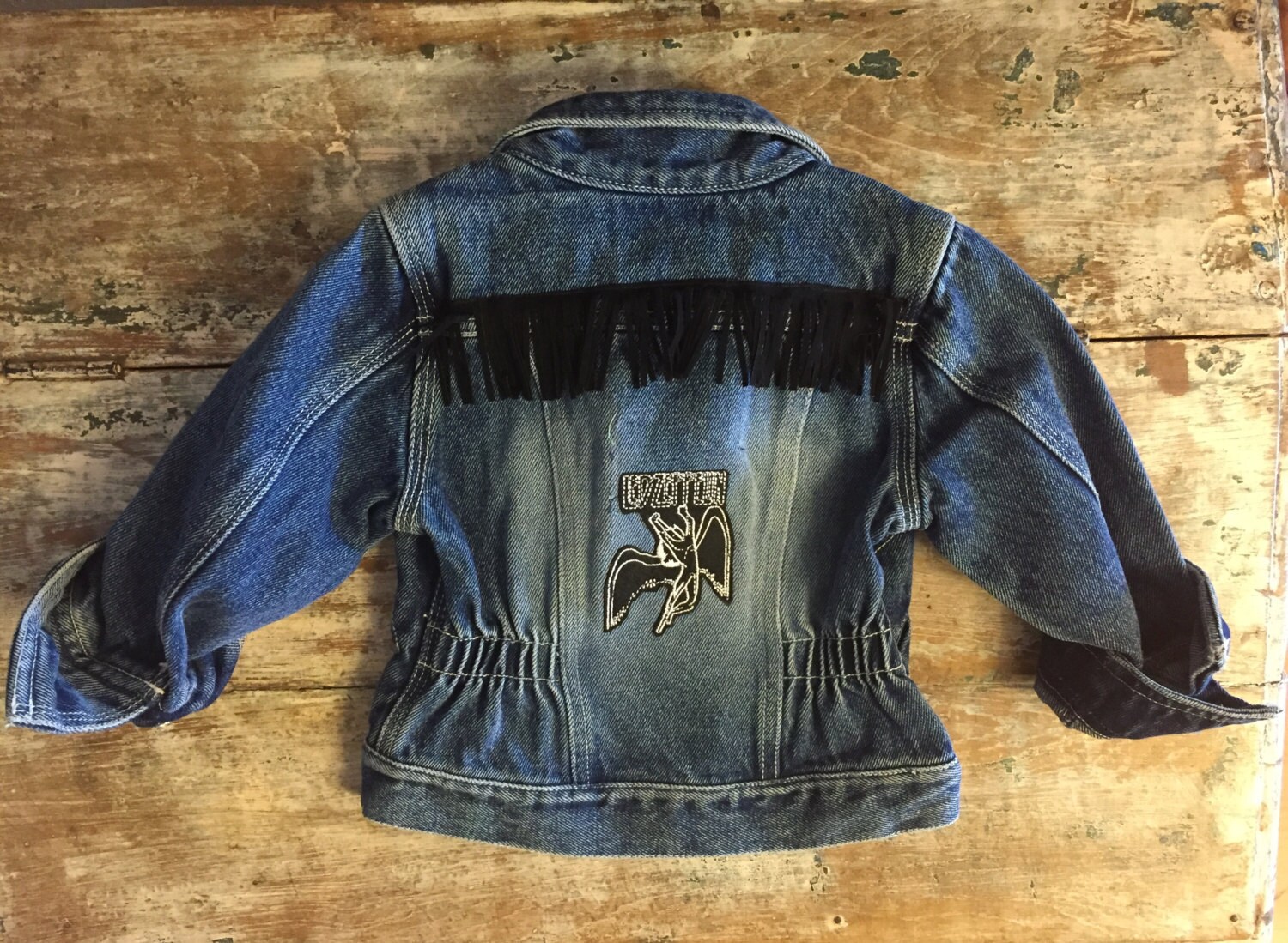 Led Zeppelin fringe BohoRocker denim jacket Jean 2T