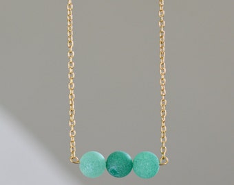 Natural Agate Essential Oil Diffuser Necklace, Aromatherapy Necklace, Teal