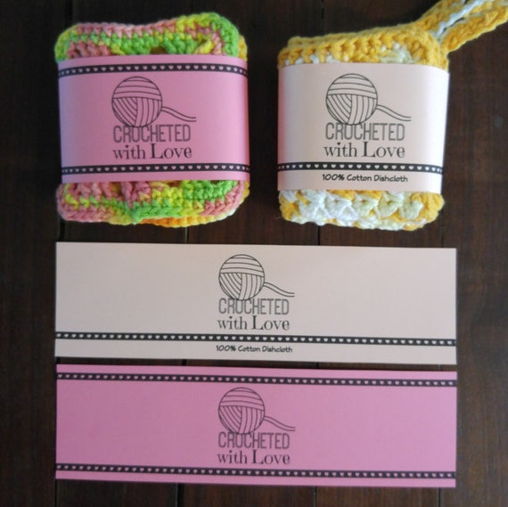 printable pdf crochet dishcloth label wrappers crocheted