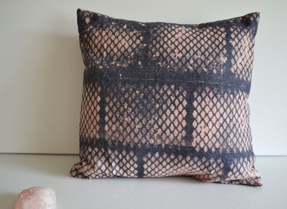 Indigo Diamonds Denim Pillow 14 x 14 Pillow Cover