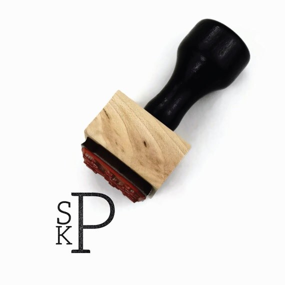 Custom Initials Rubber Stamp Three Letters Personalized