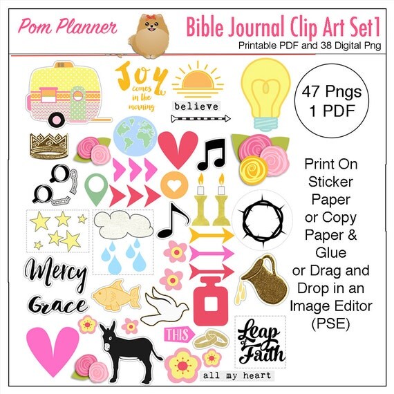 printable bible journaling clip art stickers diy faith