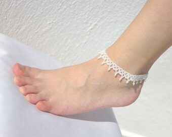 Wedding ANKLET-Seed Beaded & pearl Beach Wedding Anklets -Foot Jewelry