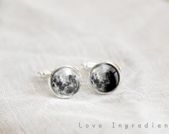Moon phase cufflinks silver cufflinks personalized cufflinks gift for him wedding cufflinks groom cufflinks father cufflinks groomsmen CL027